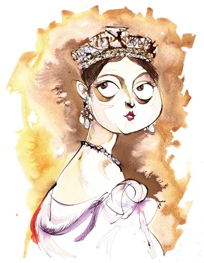 Queen Victoria of Great Britain; caricature (after a painting by Thomas Sully) by Neale Osborne